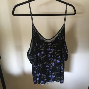 American Eagle Floral Open Shoulder Top